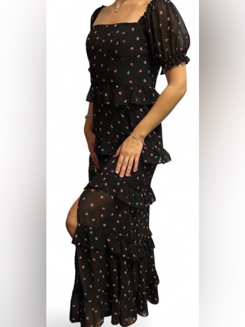 Ruffle tiered maxi dress Sz M